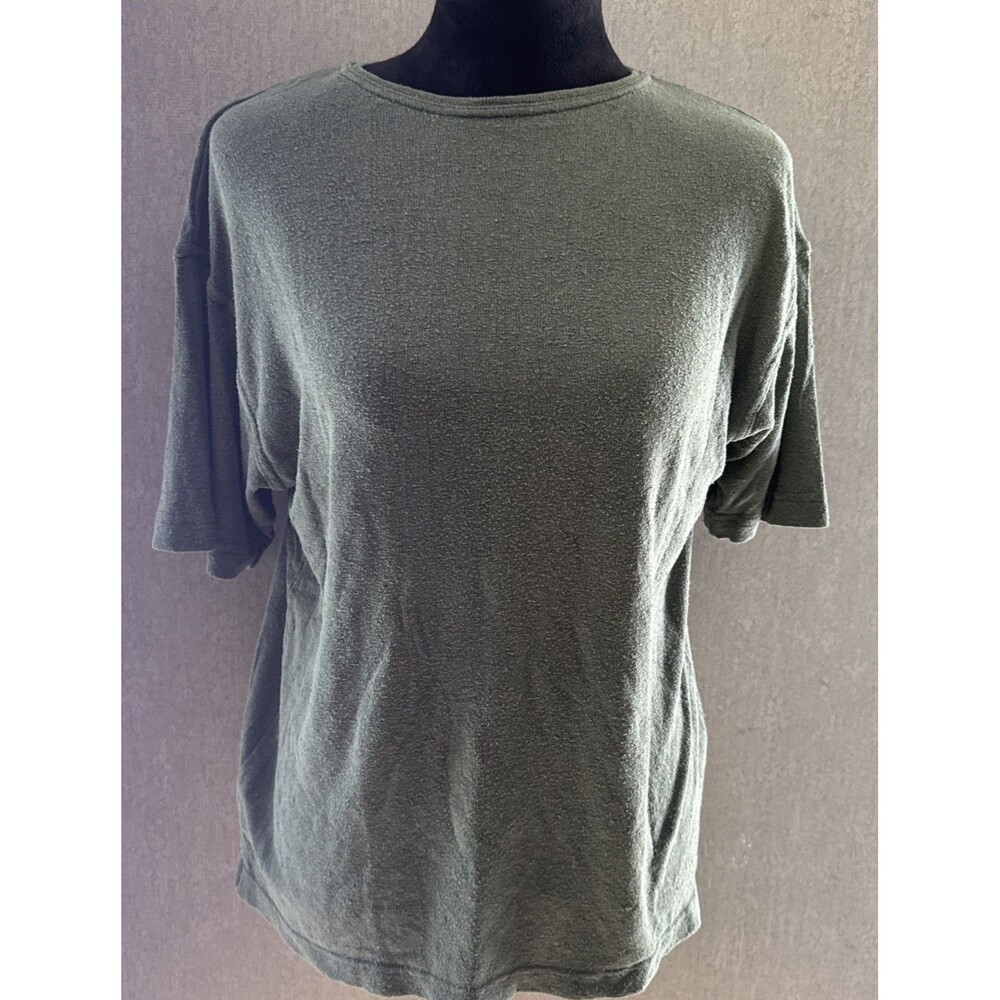 VINTAGE Silk Exchange Women’s M Shirt 100% SILK Short Sleeve Knit Green